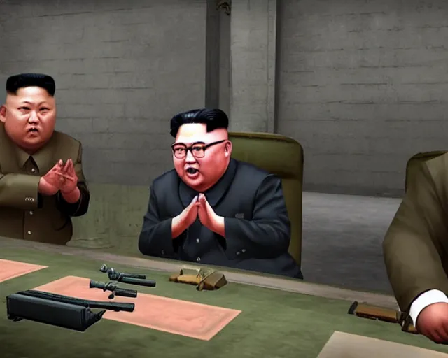 Prompt: kim jong un, counter strike global offensive, videogame