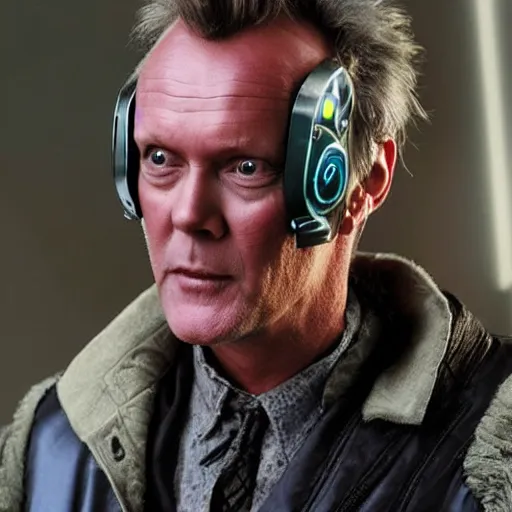 Image similar to Anthony Head as Cyberpunk Uther