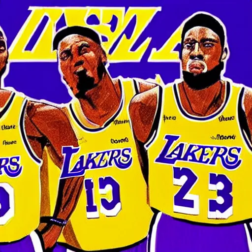 Prompt: the Los Angeles Lakers in the las supper painting