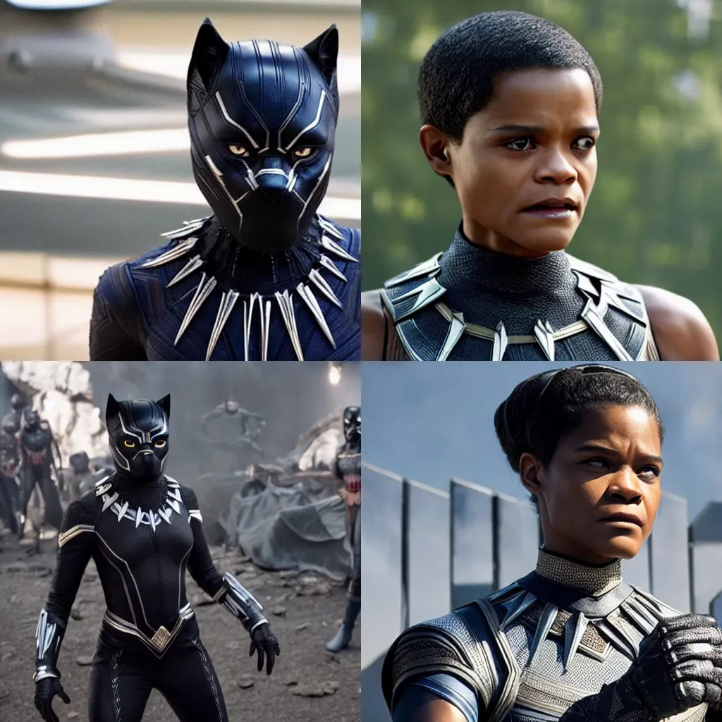 Prompt: Letitia Wright as a Black Panther in Avengers: Endgame (2019)