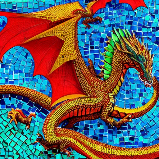Prompt: mosaic dragon by dr. surrealism