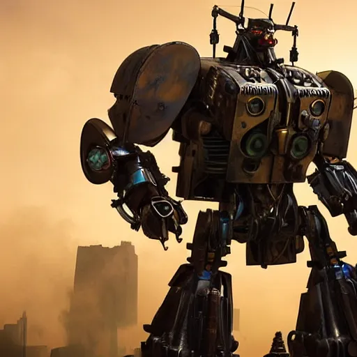 Image similar to a steampunk transformer, a still of transformers movie