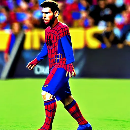 Image similar to Leonel Messi as spiderman