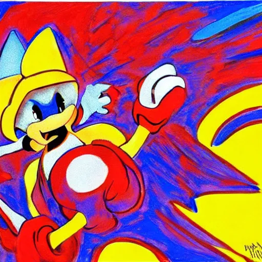 Image similar to sonic the hedgehog as imagined by peter max