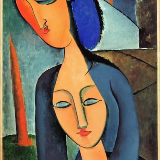 Image similar to in xanadu did kubla khan a stately pleasure dome decree. ( modigliani and calder collaboration )