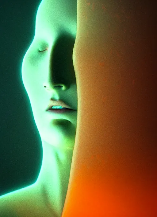 Image similar to A translucency, luminescence women with a head rat. By Artgem and Zdzislaw Beksinski, by Kaspar David Friedrich, cgsociety and beeple highly detailed, sharp focus, cinematic lighting, illustration, art, octane render, Unreal Engine Lumen, very coherent. cinematic, hyper realism, high detail, octane render, 8k
