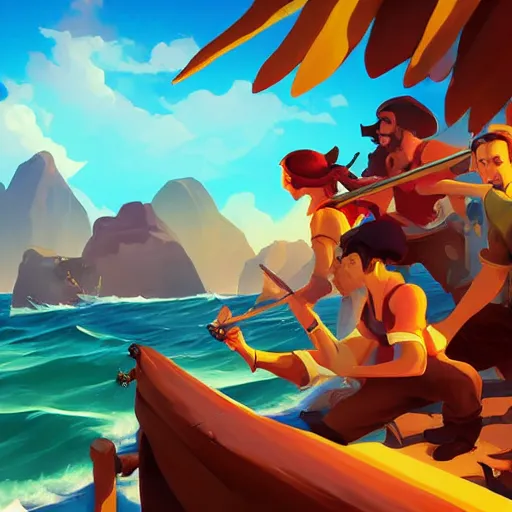 Image similar to painting treasure on sea of thieves game smooth median photoshop filter cutout vector, behance hd by jesper ejsing, by rhads, makoto shinkai and lois van baarle, ilya kuvshinov, rossdraws global illumination