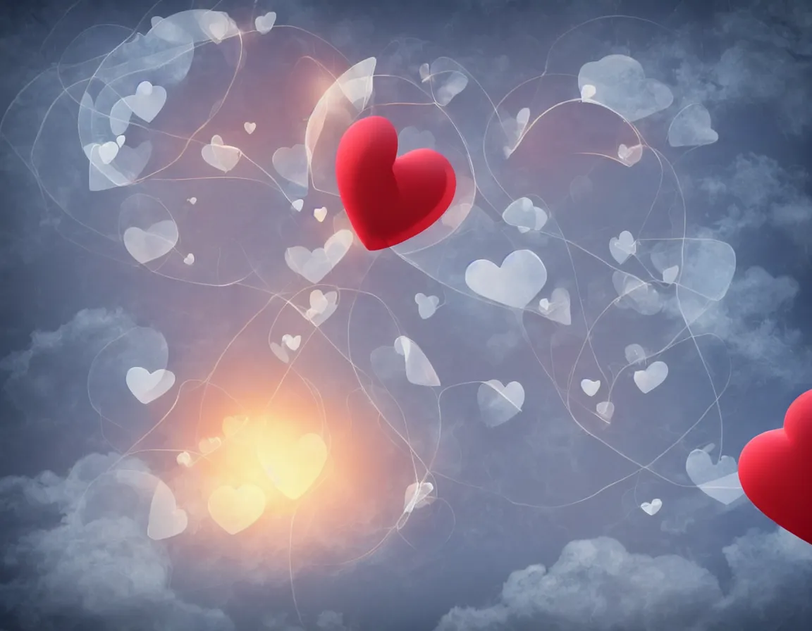Prompt: 3 d rendering o photorealistic flying heart / shaped little planet, beautiful soft lighting