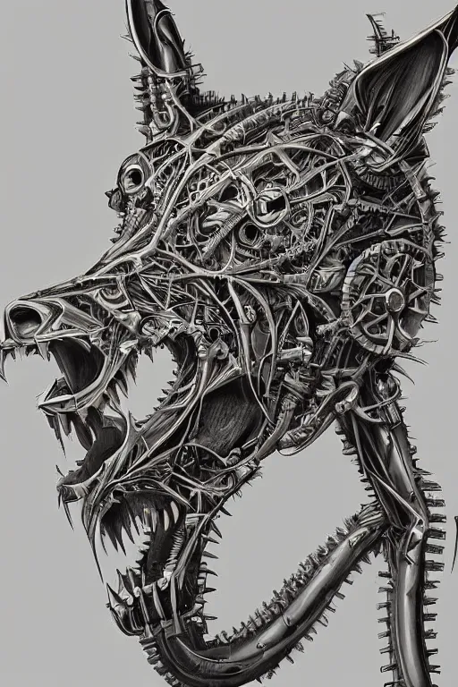 Image similar to detailed portrait artwork of a biomechanical lynx by subjekt zero