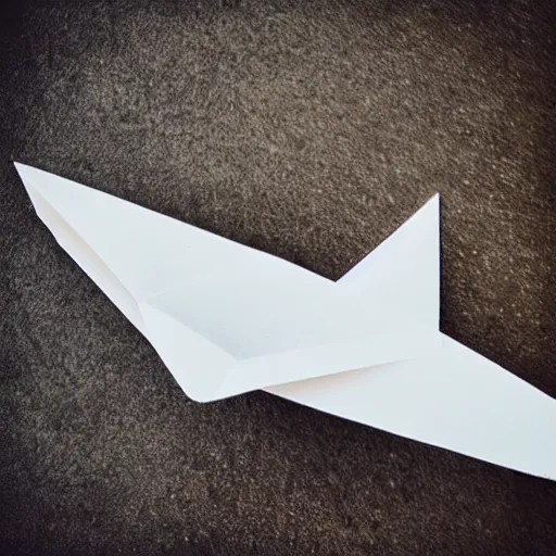 Prompt: a paper airplane that should theoretically beat all the records, iphone photography, ambient light