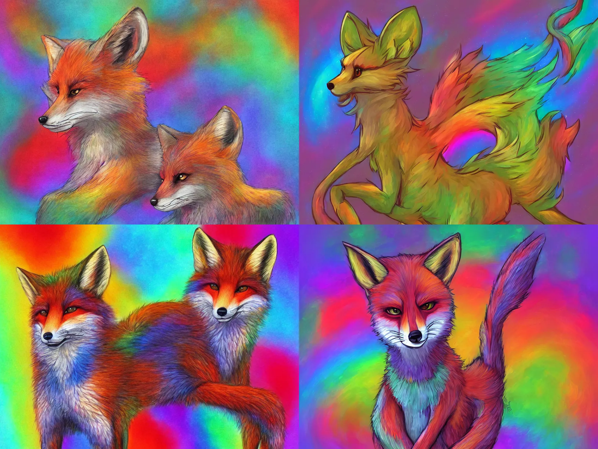 a beautiful rainbow fox, pixel art, trending on, Stable Diffusion