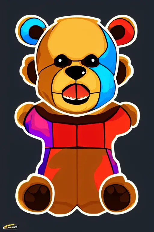 Image similar to in the style of a vector e-sports sticker portrait of an evil teddy bear, highly detailed, colourful, 8k wallpaper