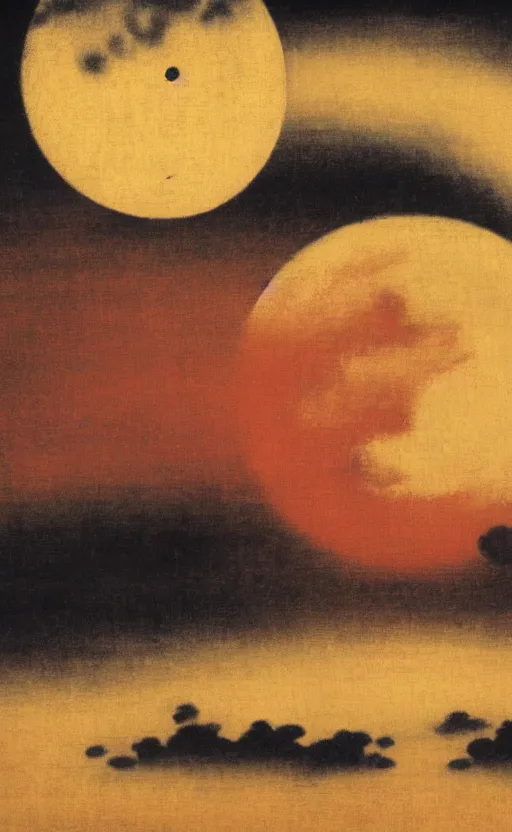 Image similar to painting of the moon by kitano tsunetomi, 1 9 3 9