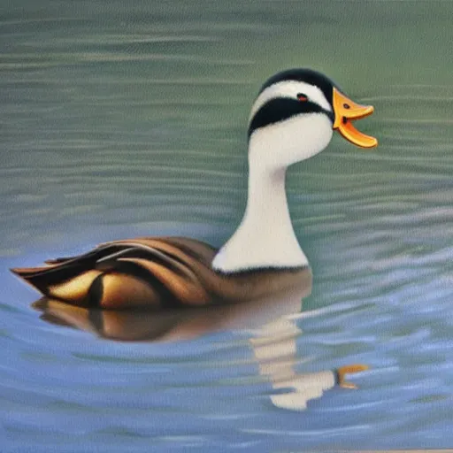 Prompt: a duck on the prowl oil painting maurice esteve