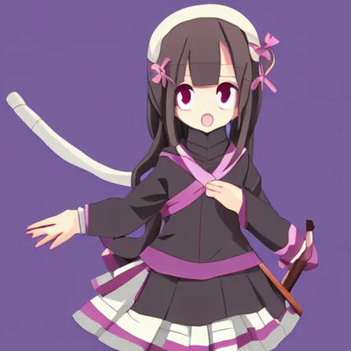 Image similar to cute anime ninja school girl in the style of katanagatari, kuudere, expressionless