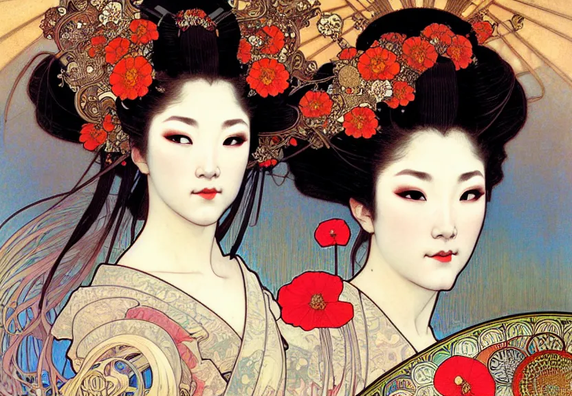 realistic detailed face portrait of a divine geisha | Stable Diffusion ...