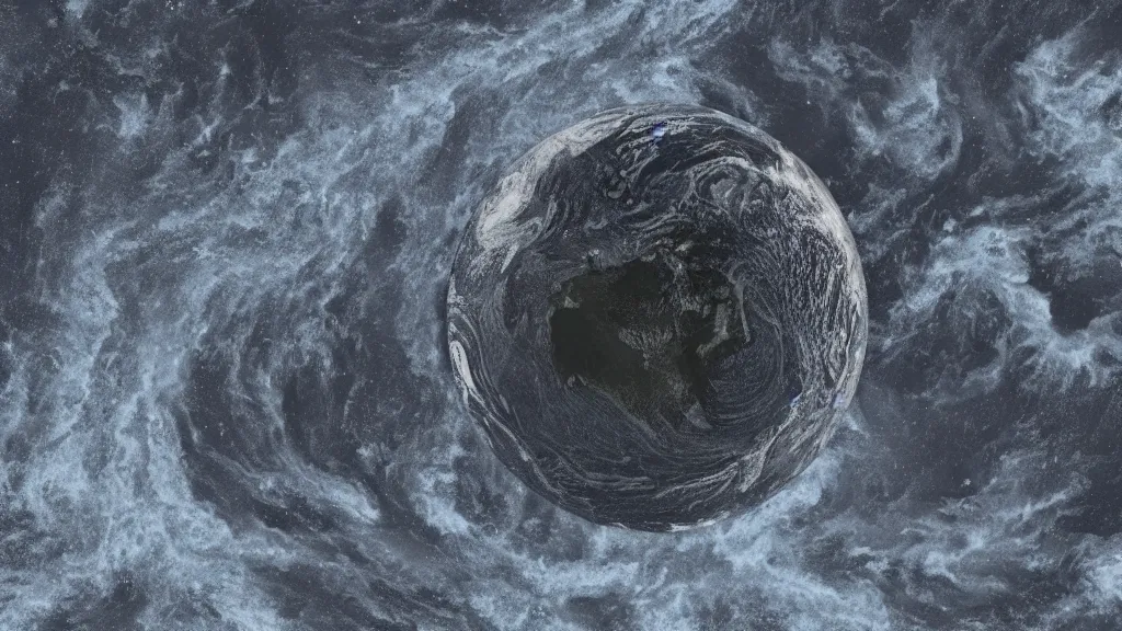 Prompt: digital painting of earth as seen from space covered in grey goop