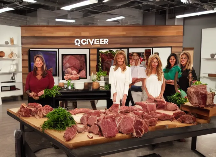 Image similar to qvc tv show product showcase pile of nasty meat men flesh, studio lighting, limited time offer, graphics $ 9 9 call now