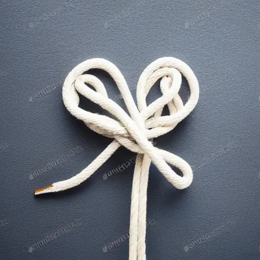 Image similar to watercolor rope tied in a knot shaped like a heart, white background