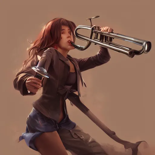 Image similar to an inllustration of a blowing horn by stanley artgerm lau, wlop, rossdraws, james jean, andrei riabovitchev, marc simonetti, and sakimichan, trending on artstation