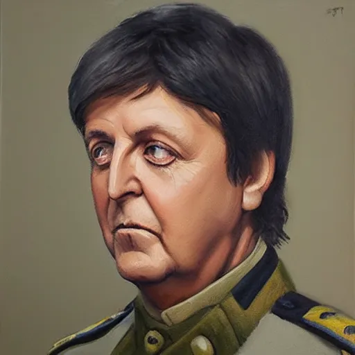 Prompt: “Oil painting of Paul McCartney as a World War 1 general, 4k”