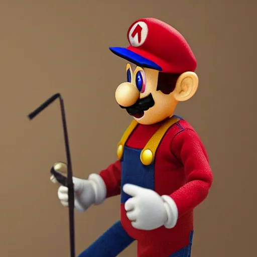 Prompt: a marionette of mario, 8 k, exquisite detail, vintage, grain