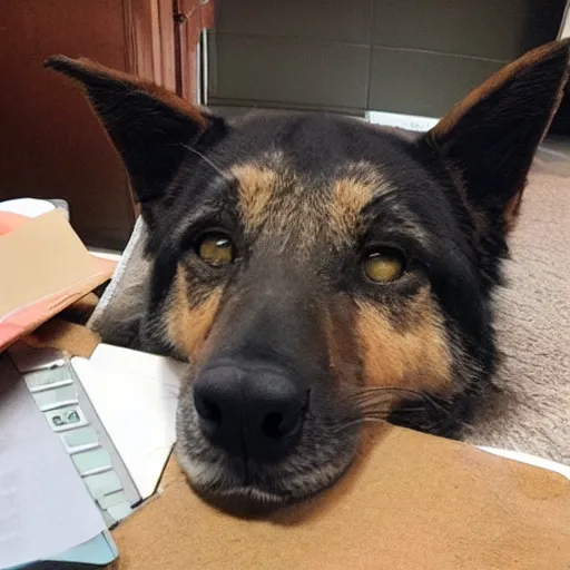 Prompt: my tabby helping my GSD write an email to list grievances about not getting enough treats, they are very serious, serious business