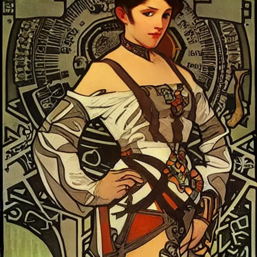 Image similar to skaven hero by alphonse mucha