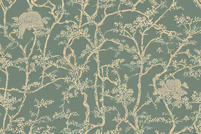 Prompt: beautiful incredibly detailed chinoiserie wallpaper pattern | Catalina Estrada