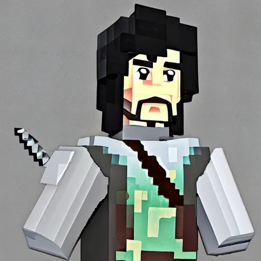 Prompt: john snow in minecraft