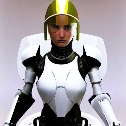 Image similar to portrait of a beautiful female soldier, no makeup, in glossy sleek white armor inspired by samus aran and a long red cape, head tilted back, determined expression, no helmet, on the surface of mars, cinematic, sci-fi, hyperrealistic, detailed