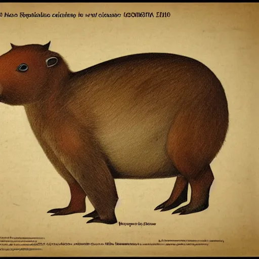 Prompt: capybara, scientific diagram, drawing