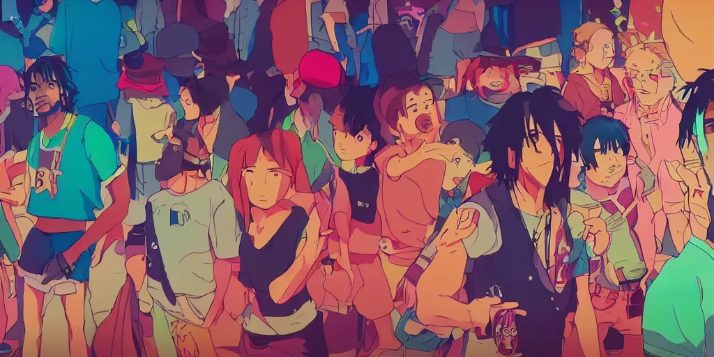 Prompt: colourful - gangster - chiefkeef , cinema lighting , Music video , in the style of studio Ghibli,