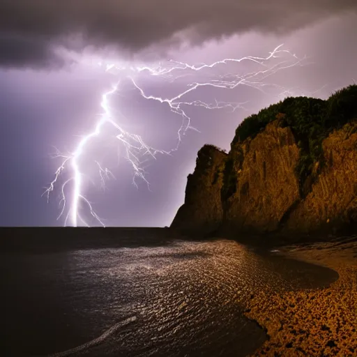 Prompt: dramatic lightning, photo 1 5 mm, wide, flower in the sea