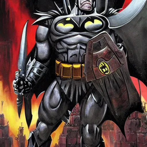 Prompt: Batman in the style of Warhammer 40K