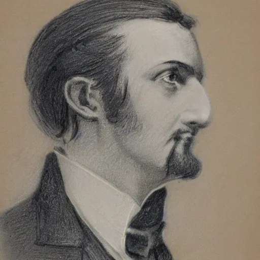 Image similar to charcoal portrait of an early 20th century british gentleman, sideburns