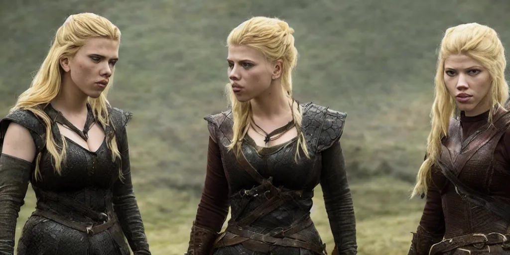 Image similar to Scarlett Johansson and Katheryn Winnick in the TV series Vikings