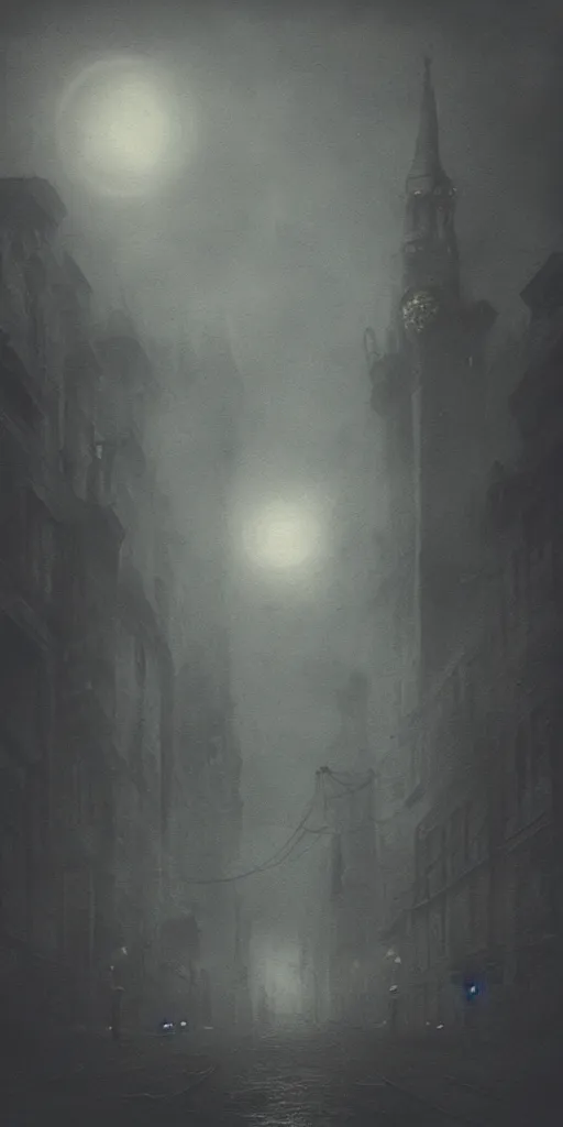 Prompt: “eldritch horror, dark, foreboding, looming over a Victorian city, foggy, tonalism style, trending on Artstation, 8k, 4k, high-res, digital art”
