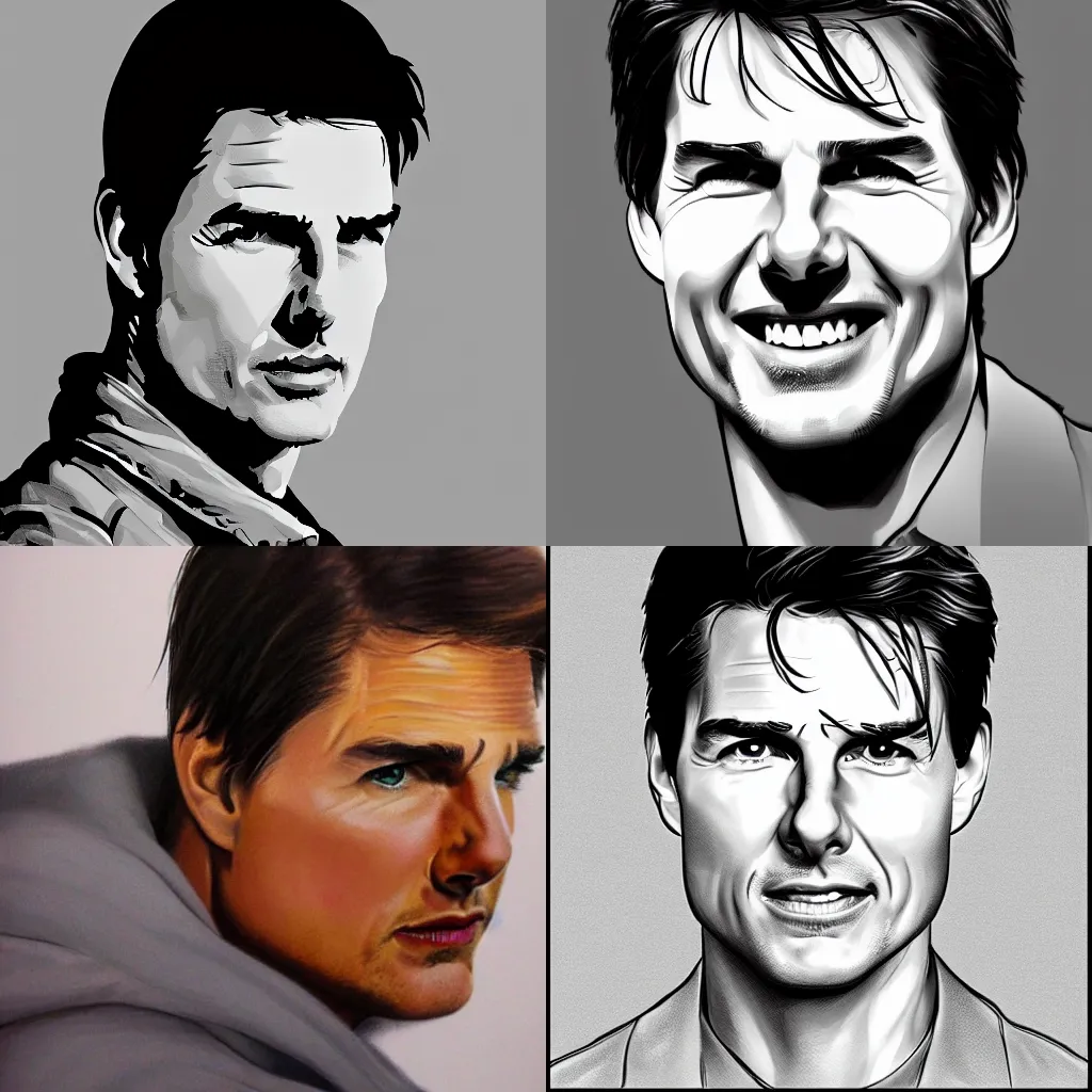 Prompt: tom cruise, line art portrait