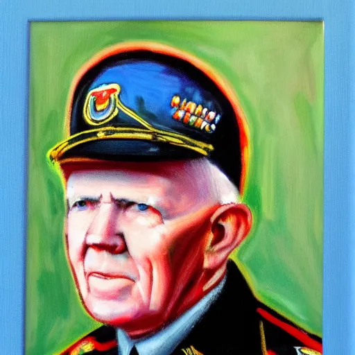 Prompt: portrait of us army general george marshall with vibrant colors