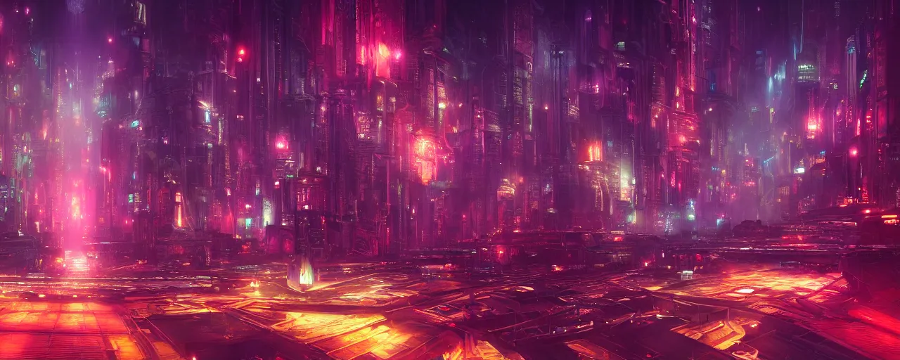 Image similar to ” otherwordly futuristic city at night, [ cinematic, detailed, epic, widescreen, opening, establishing, mattepainting, photorealistic, realistic textures, octane render, art by wlop and paul lehr ] ”