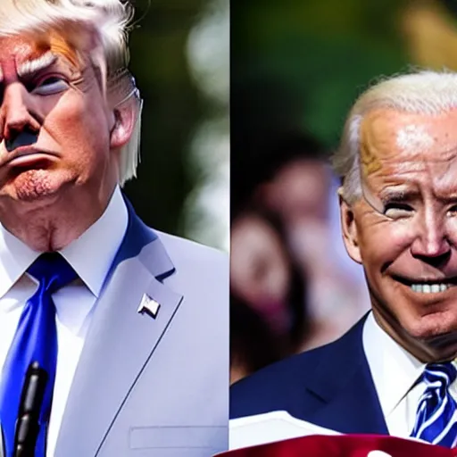 Prompt: Donald trump photo marrying joe Biden