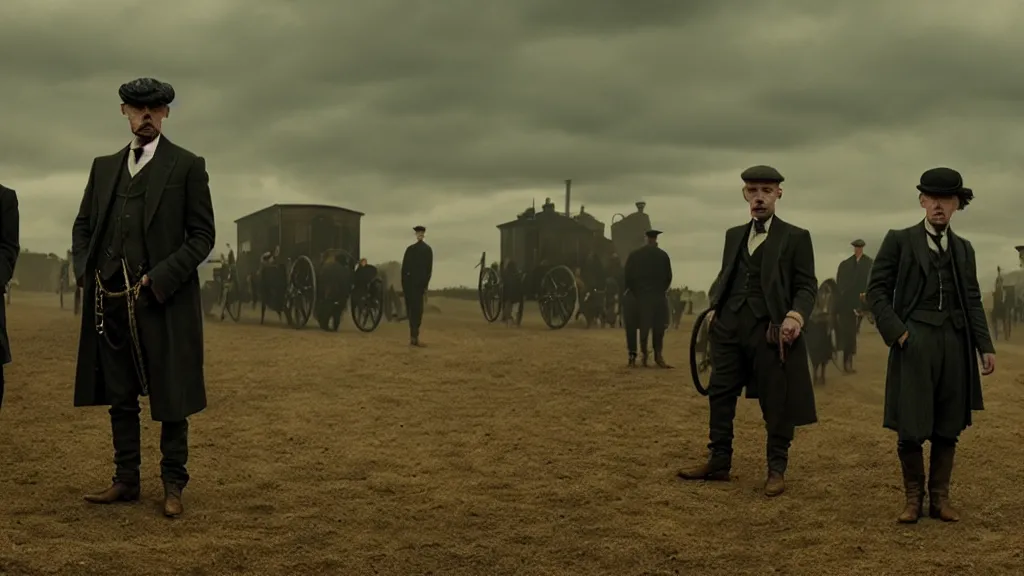 Image similar to the peaky blinders prickly pear film still from the movie directed by denis villeneuve with art direction by zdzis