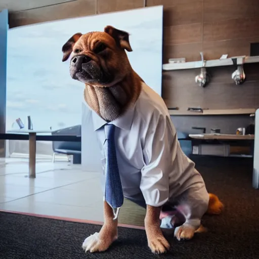 Prompt: Corporate memphis of a businessman dog