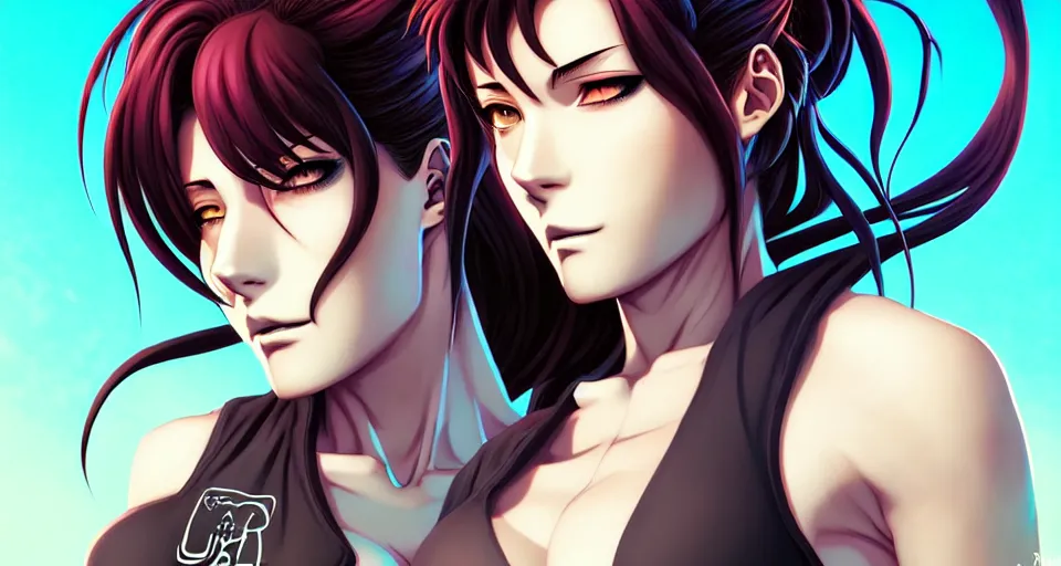 Image similar to a portrait of revy from black lagoon manga, symmetrical eyes, symmetrical face, art by lois van baarle and loish and ross tran and rossdraws and sam yang and samdoesarts and artgerm, digital art, highly detailed, intricate, sharp focus, trending on artstation hq, deviantart, unreal engine 5, 4 k uhd image