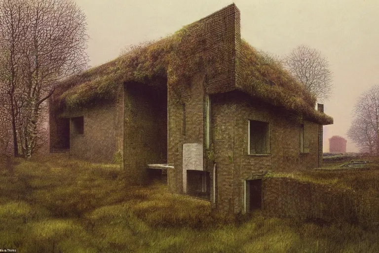 Prompt: cyberpunk, an estate agent listing photo, external view of a 5 bed countryside house in the UK, by Beksinski