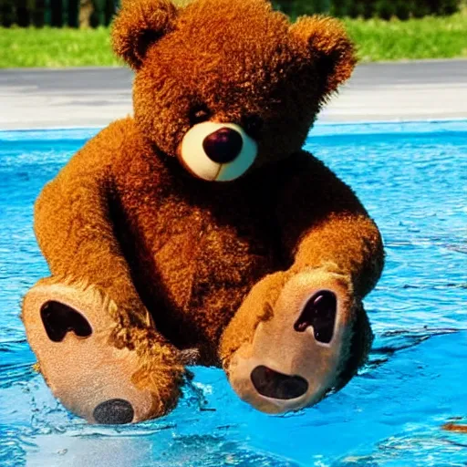 Image similar to teddy bear playing in a pool