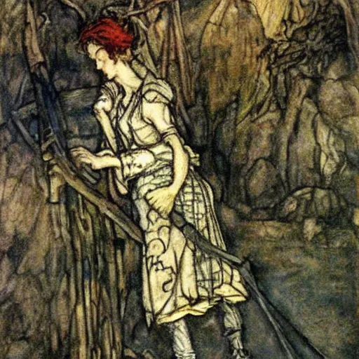 Image similar to painting in style of Arthur Rackham