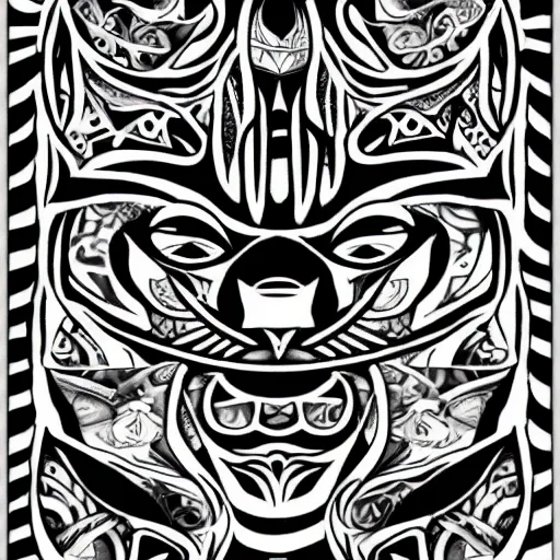 Image similar to tattoo sketch, cat, winks, draft, organic ornament, maori, vector