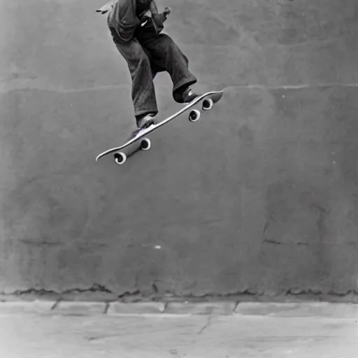 Image similar to skateboarder from 1 9 4 3 in germany